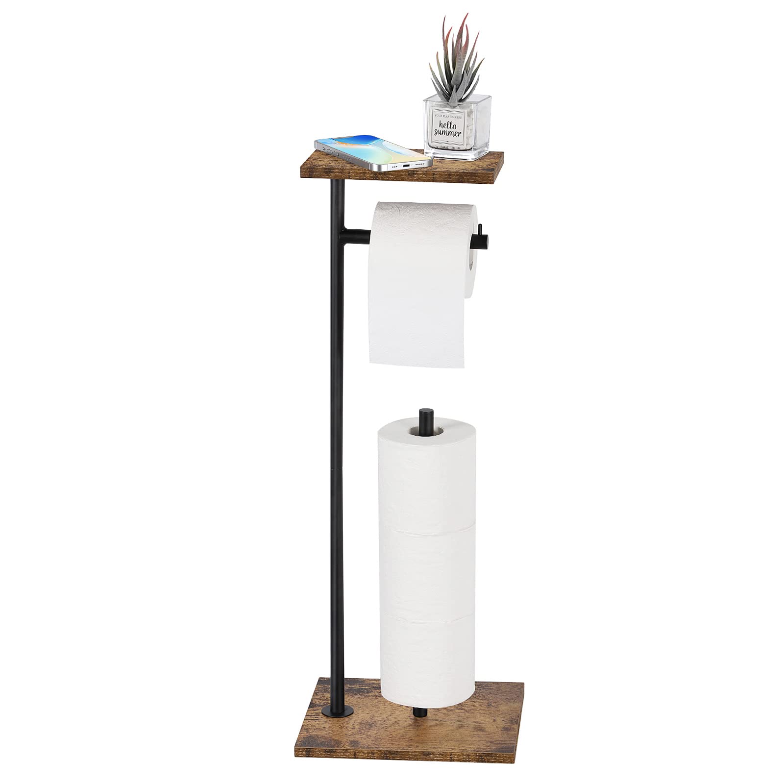 Toilet Paper Holder Stand Bathroom Toilet Paper Roll Holder With Shelf, Free Standing Toilet Paper Holders Floor Stand Freestand