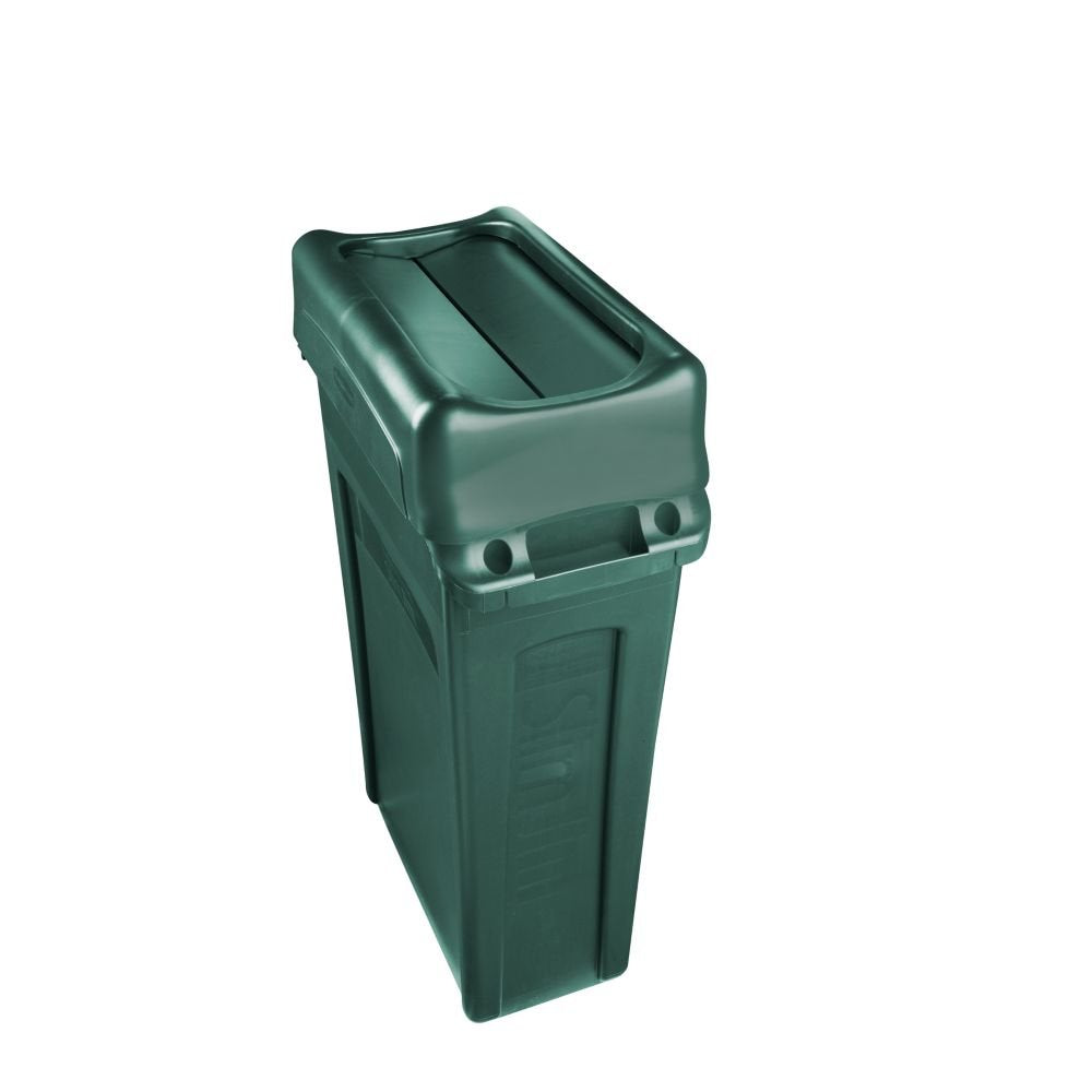Rubbermaid Commercial Products Slim Jim Trash Can Swing Lid  Green  Plastic  Compatible with 23-Gallon Slim Jim Containers/Garbage Can