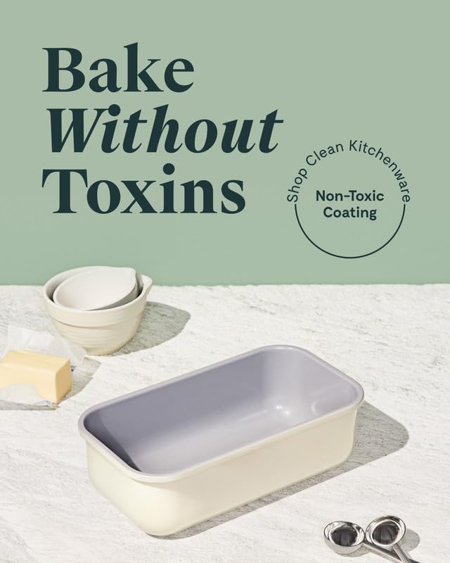 Caraway Non-Stick Ceramic 1 Lb Loaf Pan - Naturally Slick Ceramic Coating - Non-Toxic, Ptfe & Pfoa Free - Perfect For Pound Cake