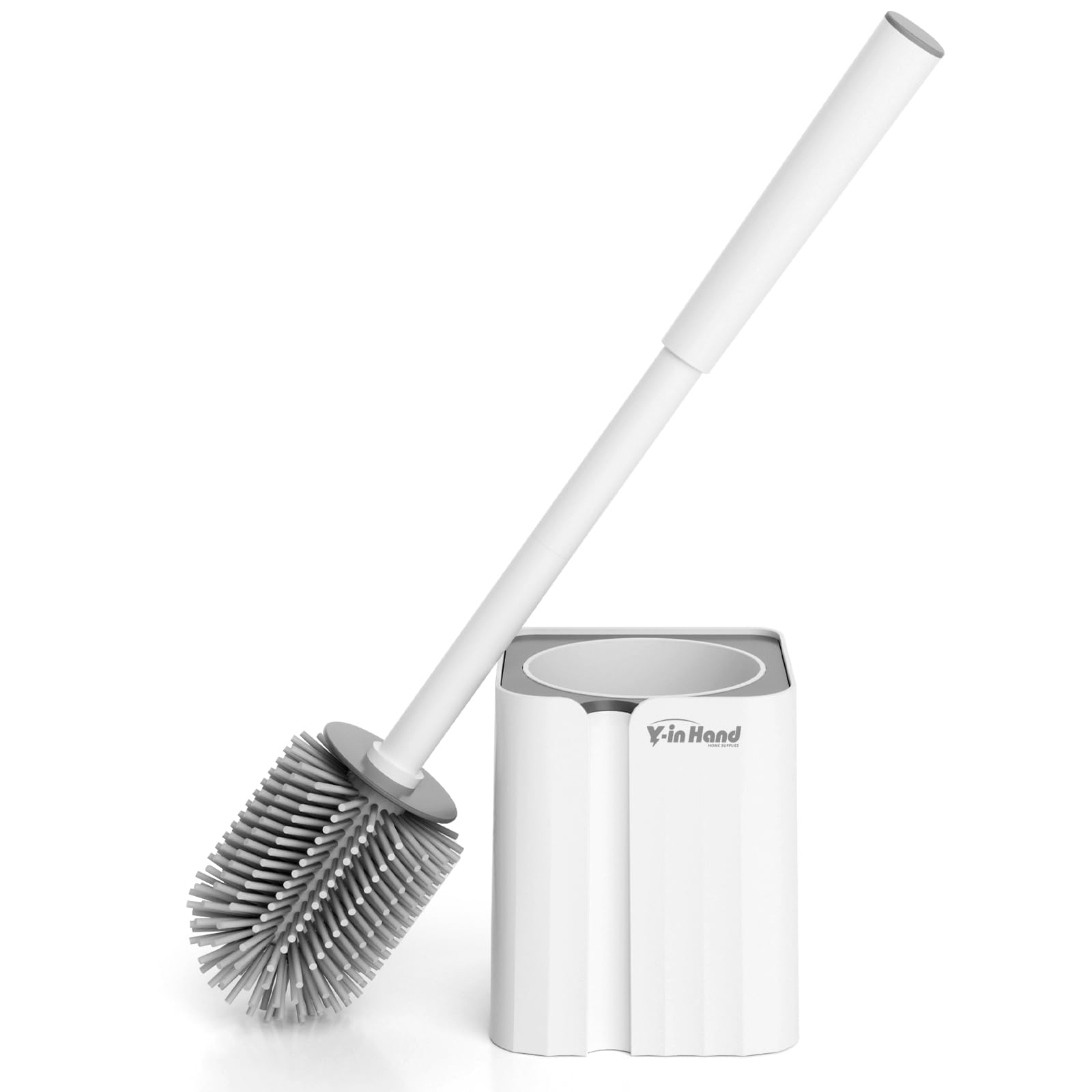 Toilet Brush And Holder Set, Silicone Toilet Bowl Brush, Bathroom Accessories, Durable Toilet Scrubber Bristles, Compact Size Fo