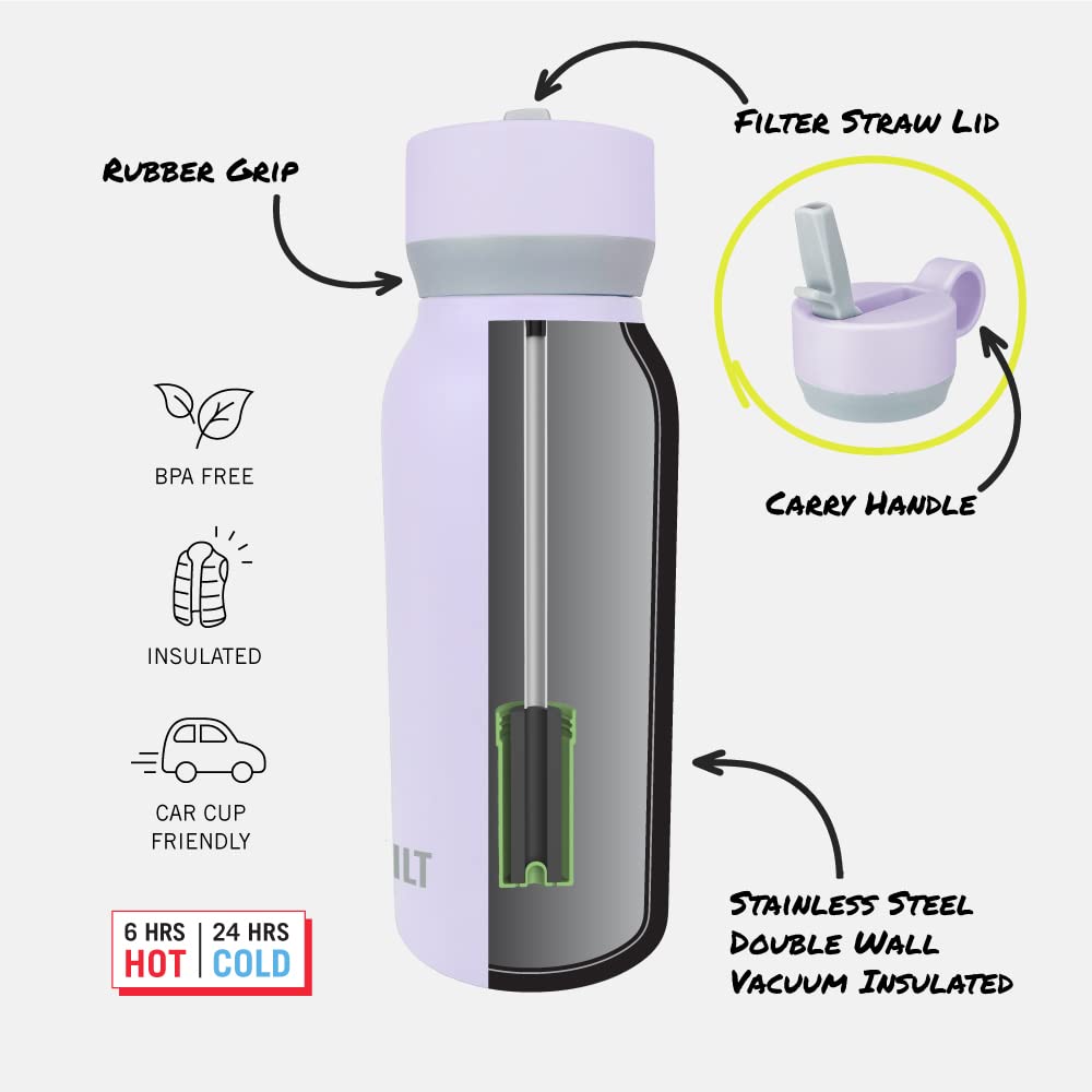 Built 32Oz Cascade Bottle With Wide Mouth Straw Lid And Filter Red