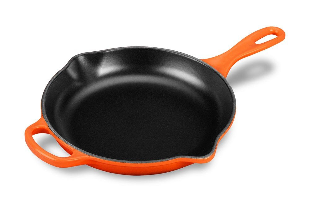 Le Creuset Enameled Cast Iron Signature Iron Handle Skillet, 9 (1-3/8 Qt.), Flame