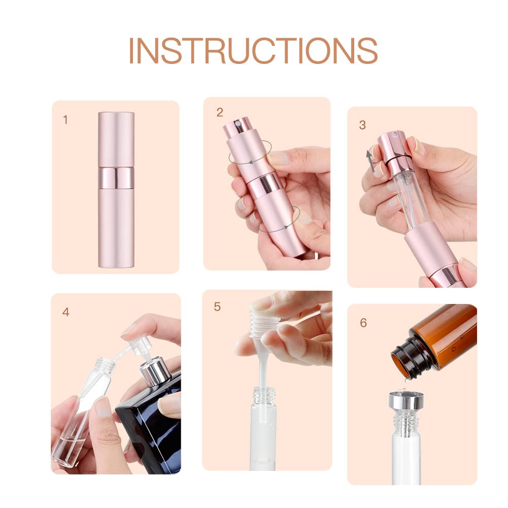 Lisapack 8Ml Atomizer Perfume Spray Bottle For Travel (3 Pcs) Empty Cologne Dispenser, Portable Sprayer (Pink)