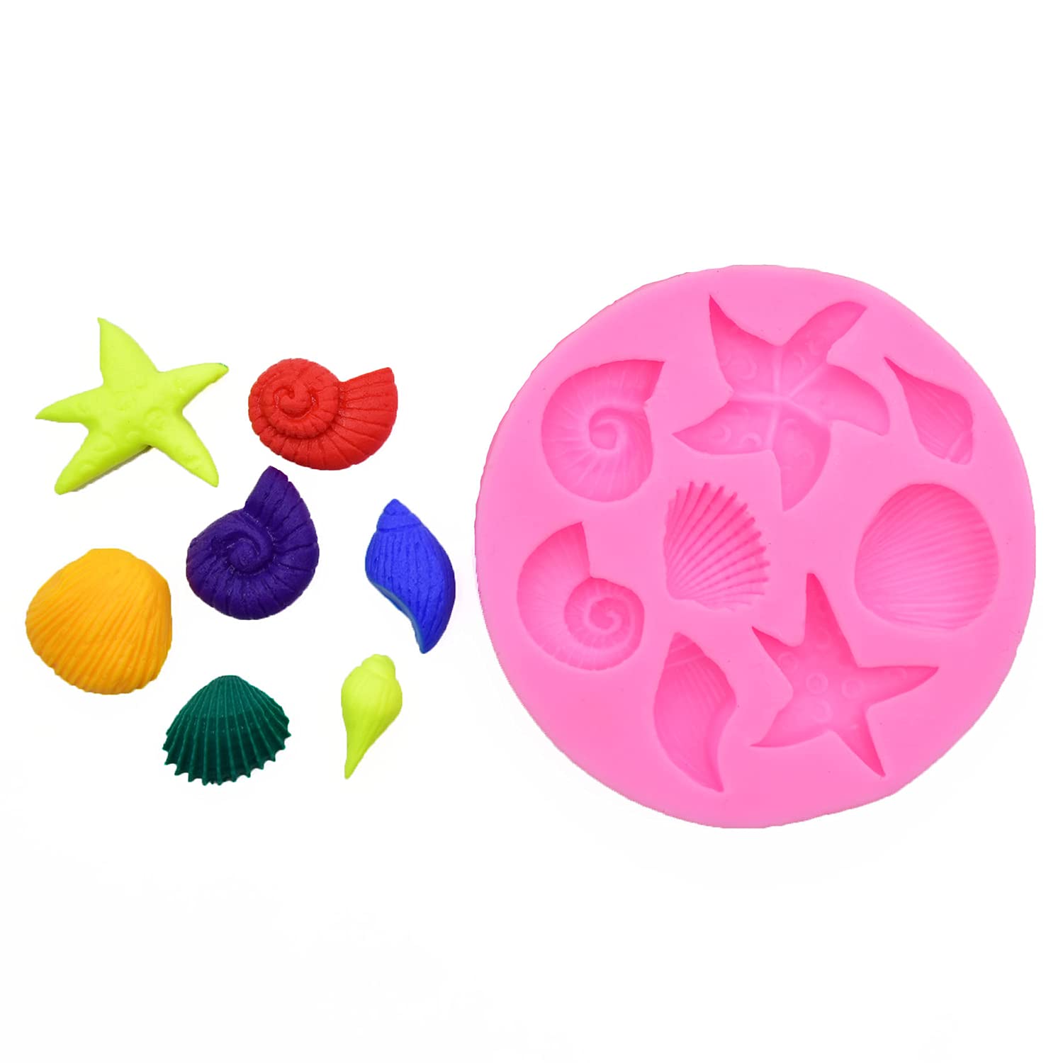Marine Theme Seashell Conch Starfish Fish Silicone Mold For Diy Under The Sea Style Handmade Fondant Candy Making Chocolate Dess