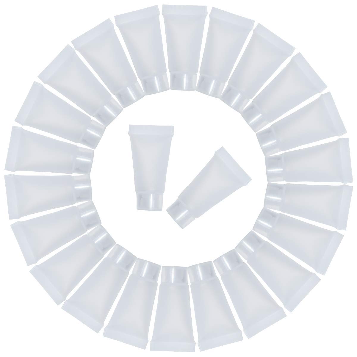 Auear, 24 Pack 5Ml Empty Refillable Plastic Soft Tubes Squeeze Cosmetic Bottles Packing Sample Bottles Mini Containers For Body