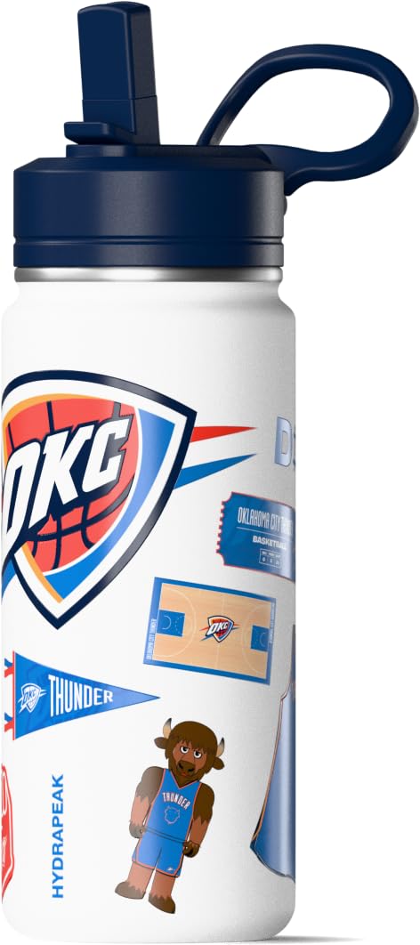 Hydrapeak x NBA Officially Licensed Oklahoma City Thunder 20 oz Active Water Bottle with Chug Lid and Handle Reusable Stainless