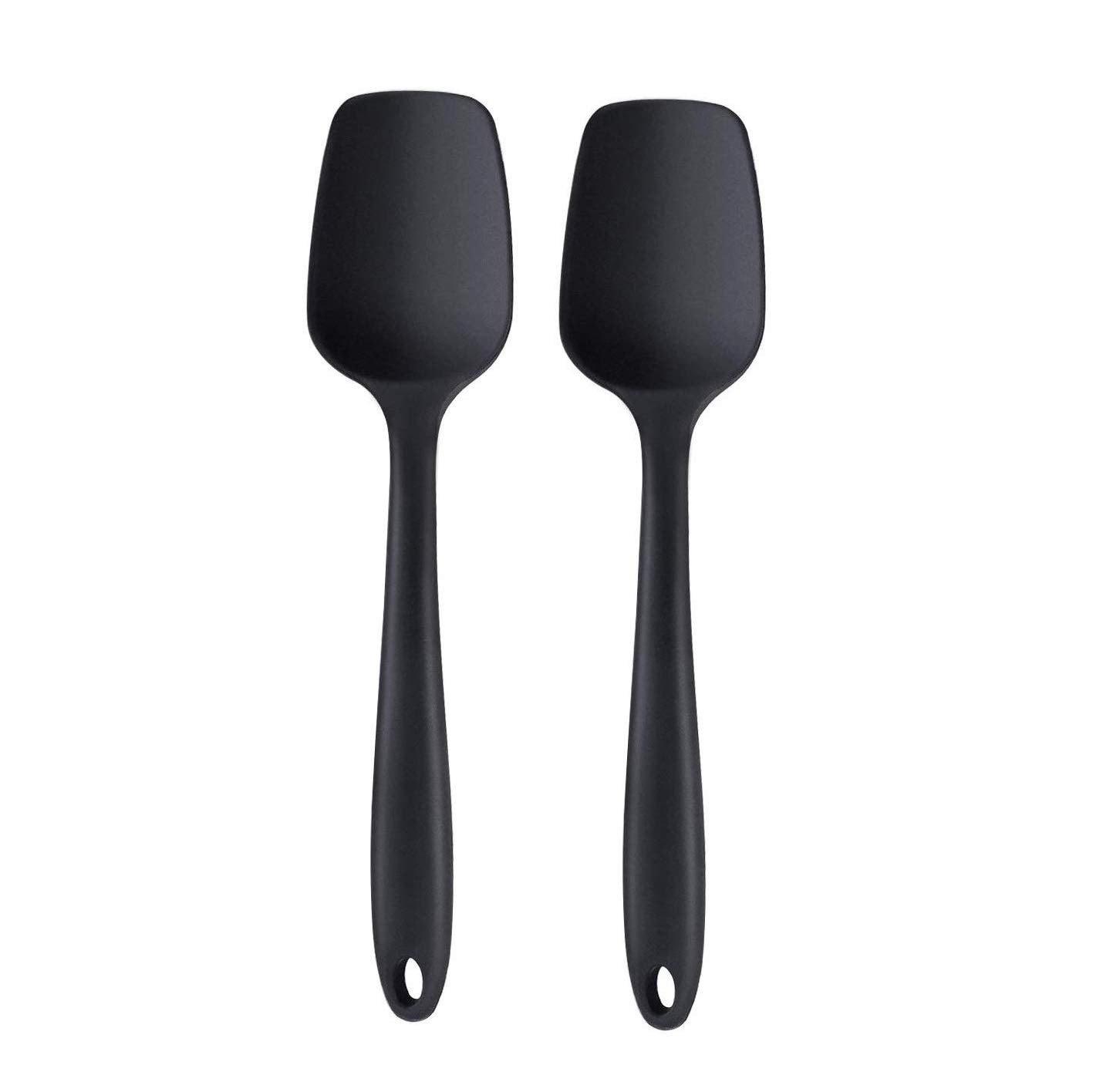 PPlus International Silicone NonStick Heat Resistant Kitchen Utensil| Spatula Spoon Big 27Cm |Pack Of 2 Black
