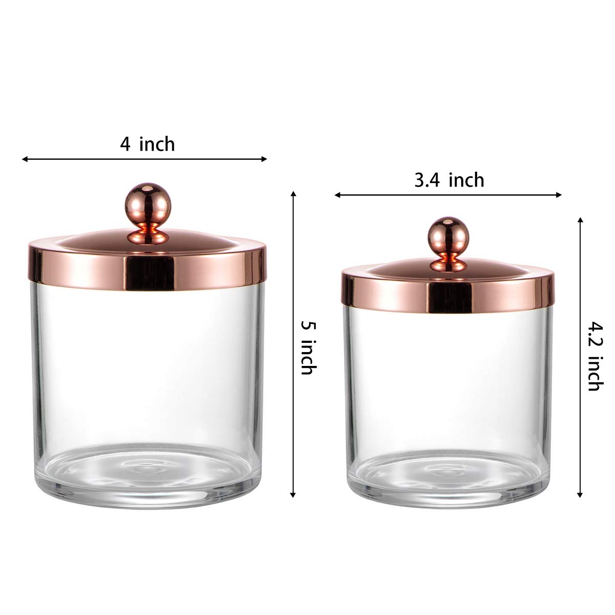Sheechung 2 Pack Premium Plastic Apothecary Jars - Qtip Holder Bathroom Vanity Kitchen Countertop Storage Organizer Canisters Fo