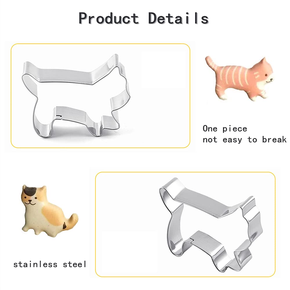 5 Pcs Cute Cat Shaped Cookie Cutter Set Stainless Steel Cat Cookie Cutter Cat Shaped Cookie Molds For Diy Baking Cake Fondant Su