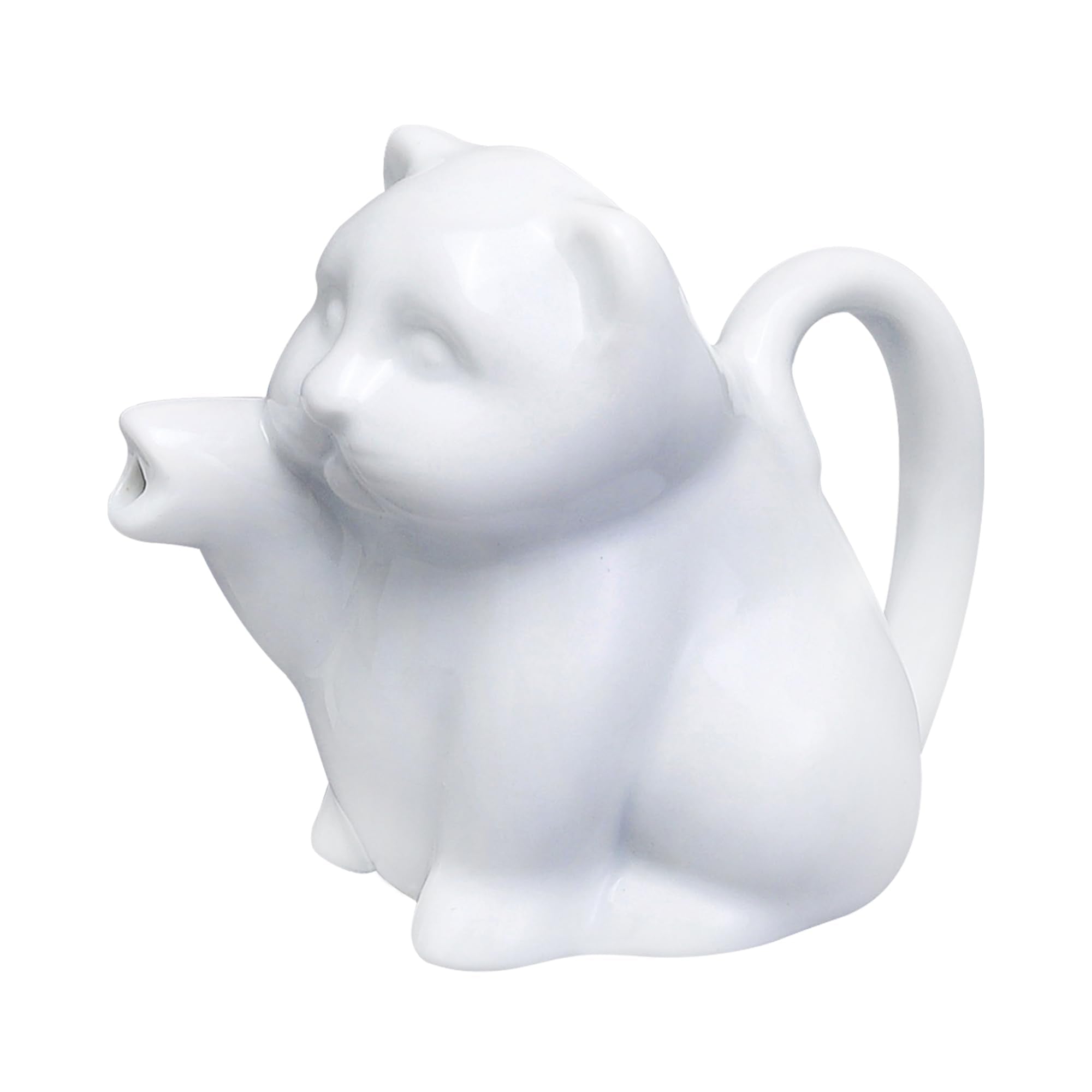HIC Kitchen Mini Cat Creamer With Handle, Fine Porcelain, 2-Ounce, For Serving Milk, Cream, Syrup, Dressings, And Sauces