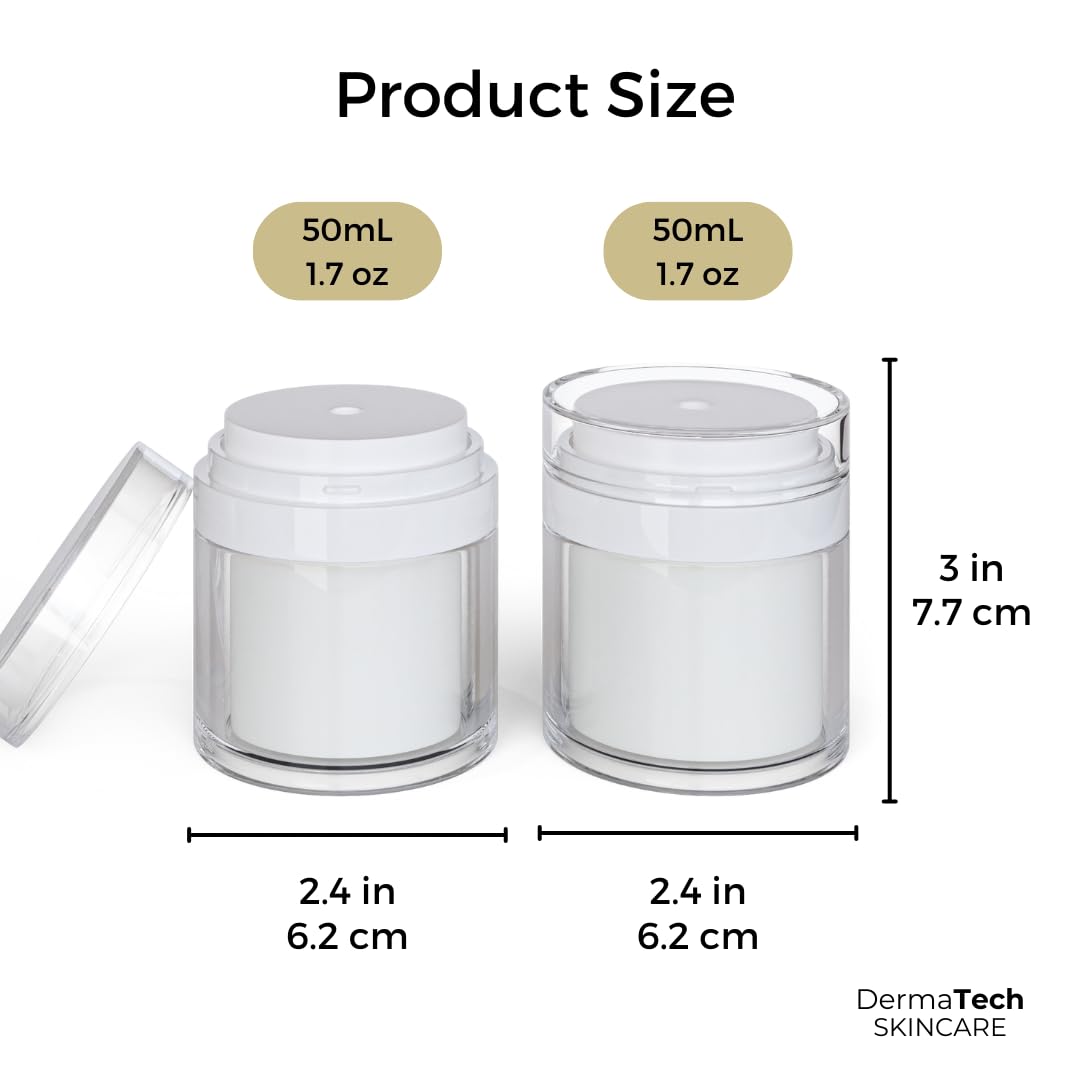 Premium Airless Pump Jars Set Of 2 | Push Down Pump Container For Skincare | Moiturizer Container | Airless Pump Bottles 2-Pack