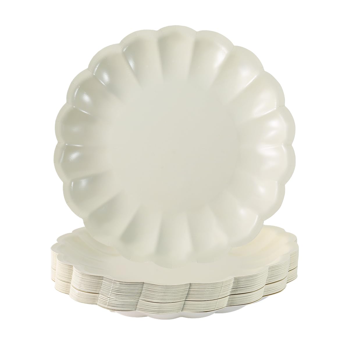 50Pcs Disposable Scalloped Paper Plates Shell Edge Dinner Paper Plates for Wedding Baby Shower Birthday Party Bridal Party Suppl