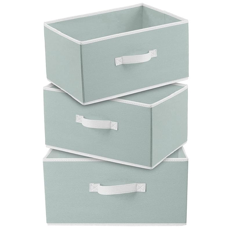 M Teaser Modern NonWoven Foldable Storage Box With Side Handle For Wardrobe And Drawer Organisation, Grey, 40X29X23 Cm, Pack Of
