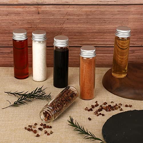 Tobwolf 12Pcs 50Ml / 1.7Oz Glass Spice Jars, Transparent Spice Containers With Aluminum Lids, Seasoning Storage Bottle Spice Bot