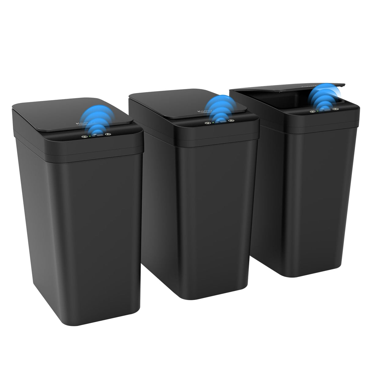 3 Pack Automatic Small Bathroom Trash Can With Lid - 2.5 Gallon Touchless Garbage Can, Motion Sensor Smart Trash Bin, Slim Dog P