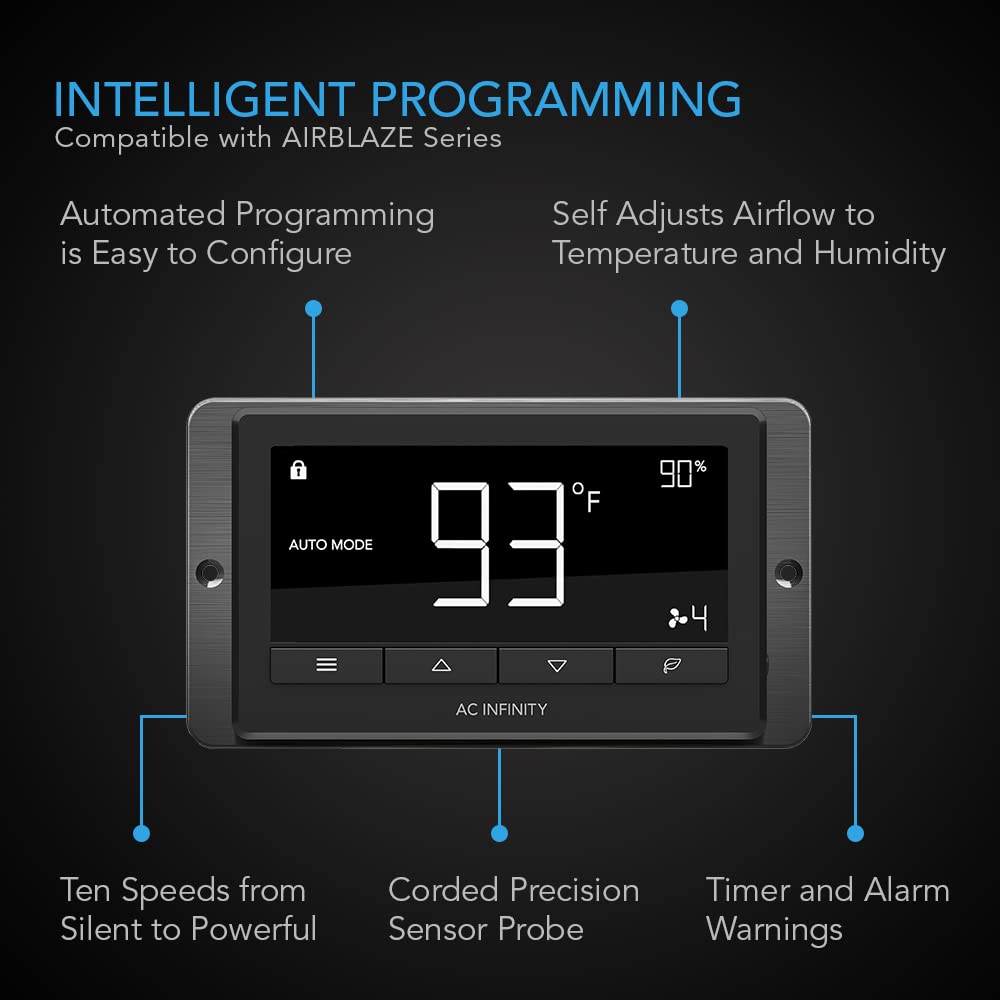 AC Infinity AIRBLAZE T12, Universal Fireplace Blower Fan Kit 12'' with Temperature and Speed Controller, Compatible with Lennox,