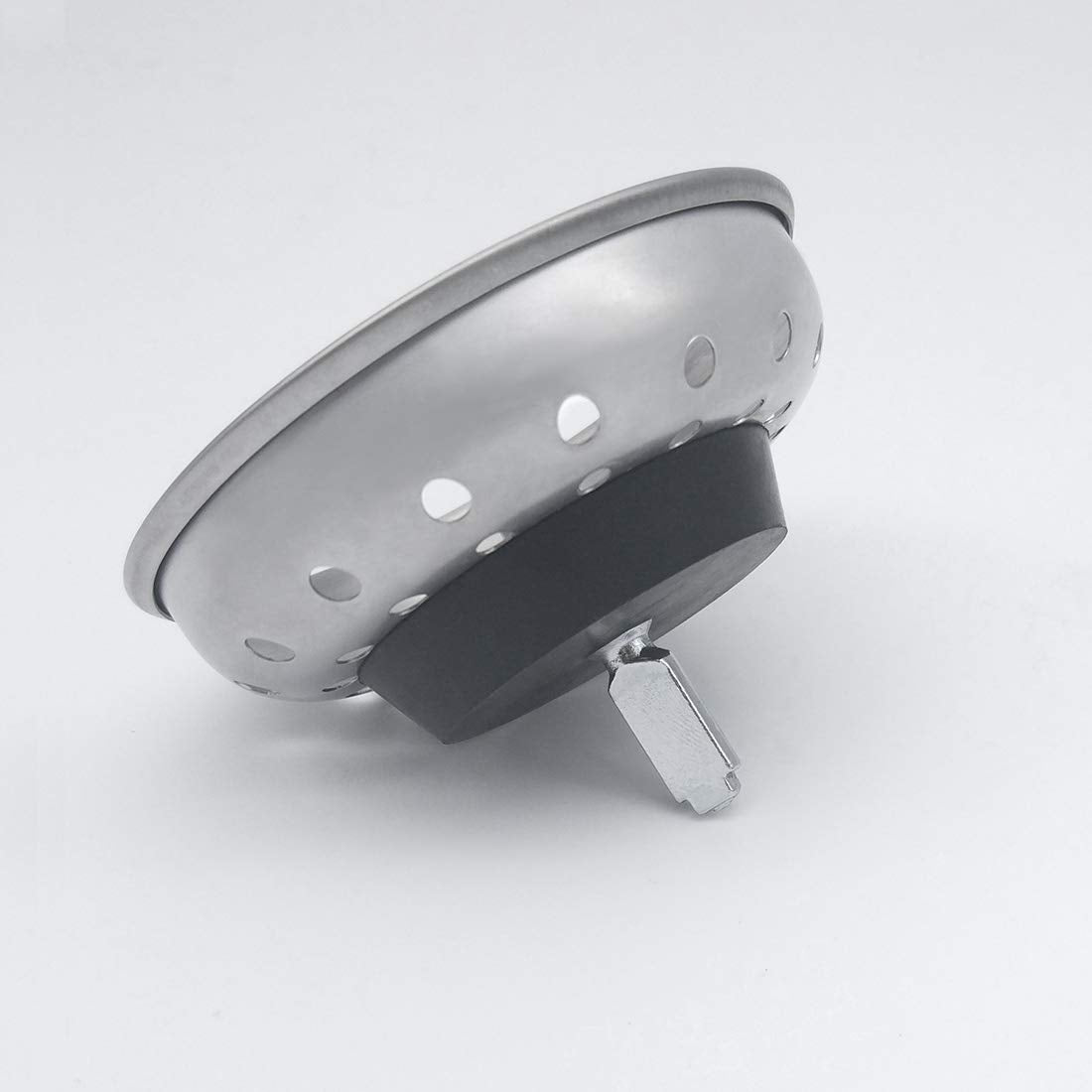 GZILA Kitchen Sink Basket Strainer Stopper  Replacement for 3-1/2 Inch Standard Kitchen Sink Drain  304 Stainless Steel Brushed Nickel  Rubber Stop  Metal Knob