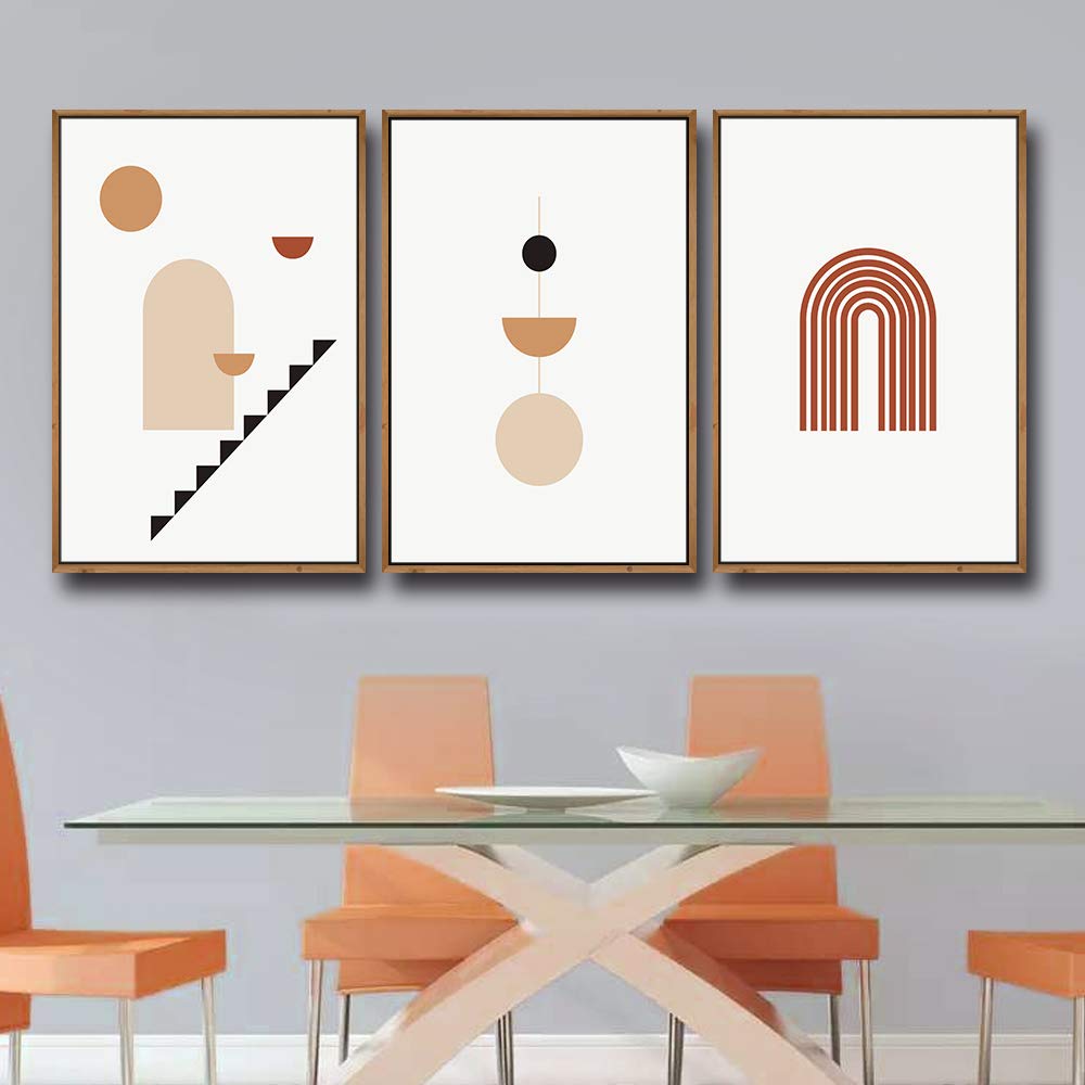 Idea4Wall Framed Wall Art Print Set Mid-Century Negative Space Polygon Variety Abstract Patterns Digital Art Pop Art Bohemian Co