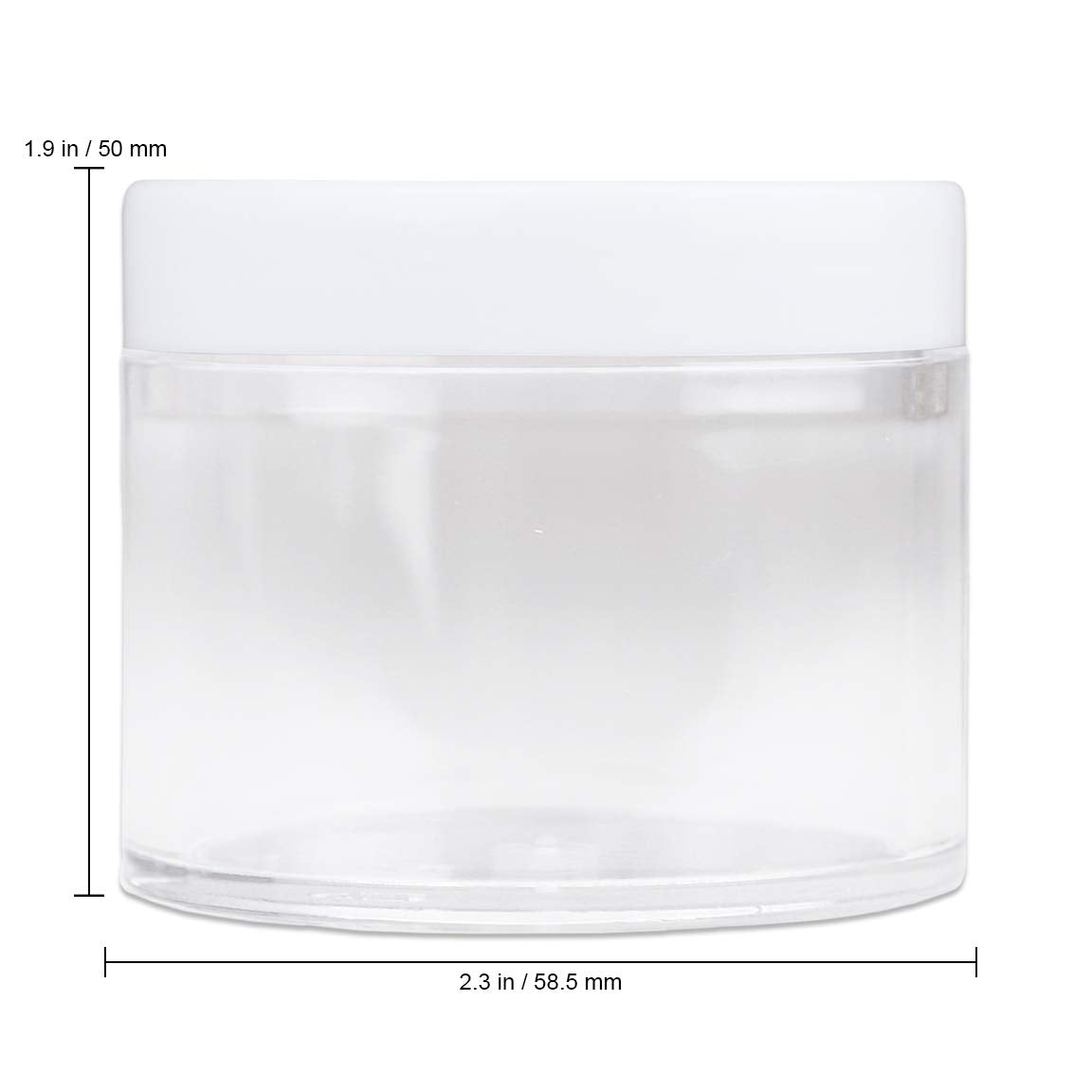 Beauticom 60 Grams60 Ml (2 Oz) Round Clear Leak Proof Plastic Container Jars With White Lids For Travel Storage Makeup Cosmetic