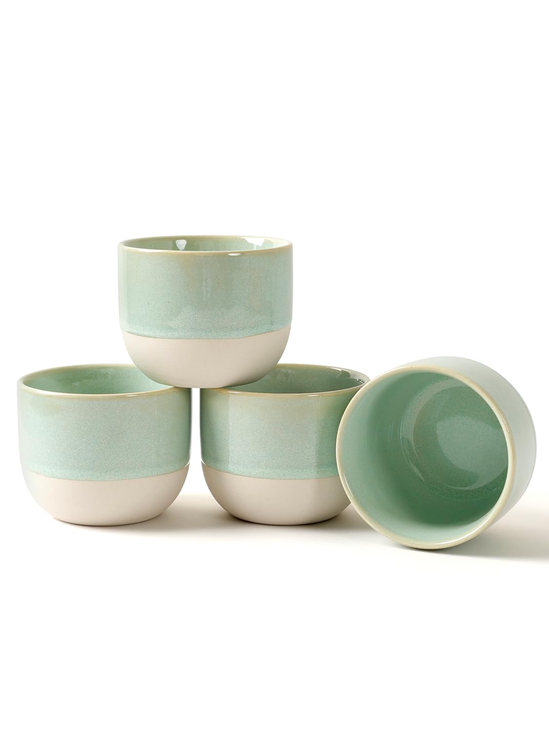 KERMANDO Ceramic Espresso Cups Set of 4, 4 oz Reactive Glaze Coffee Cups