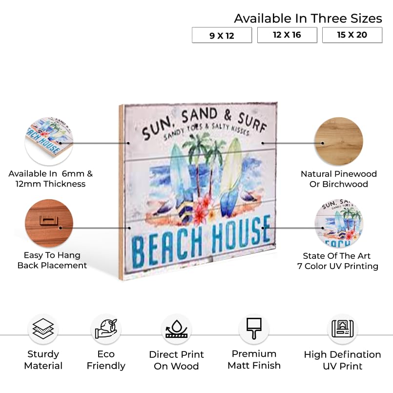 Chalk My Theme Beach House Wood Print Wooden Wall Dcor Art Home Decor, Living Room, Bedroom, Cafe, Room Painting For Wall Decora