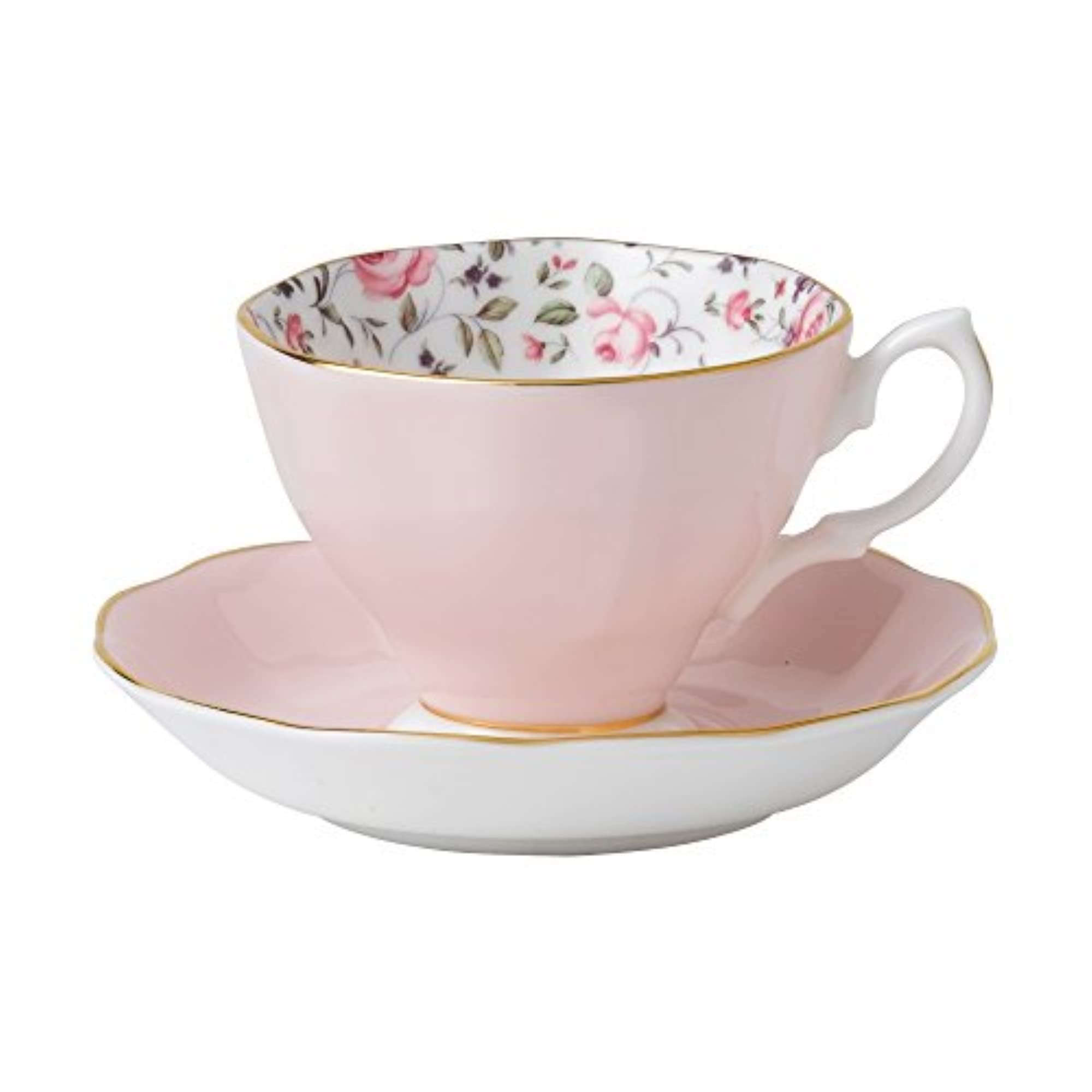 Royal Albert Rose Confetti Teacup & Saucer Set  6.5 ounce  Pink Multi