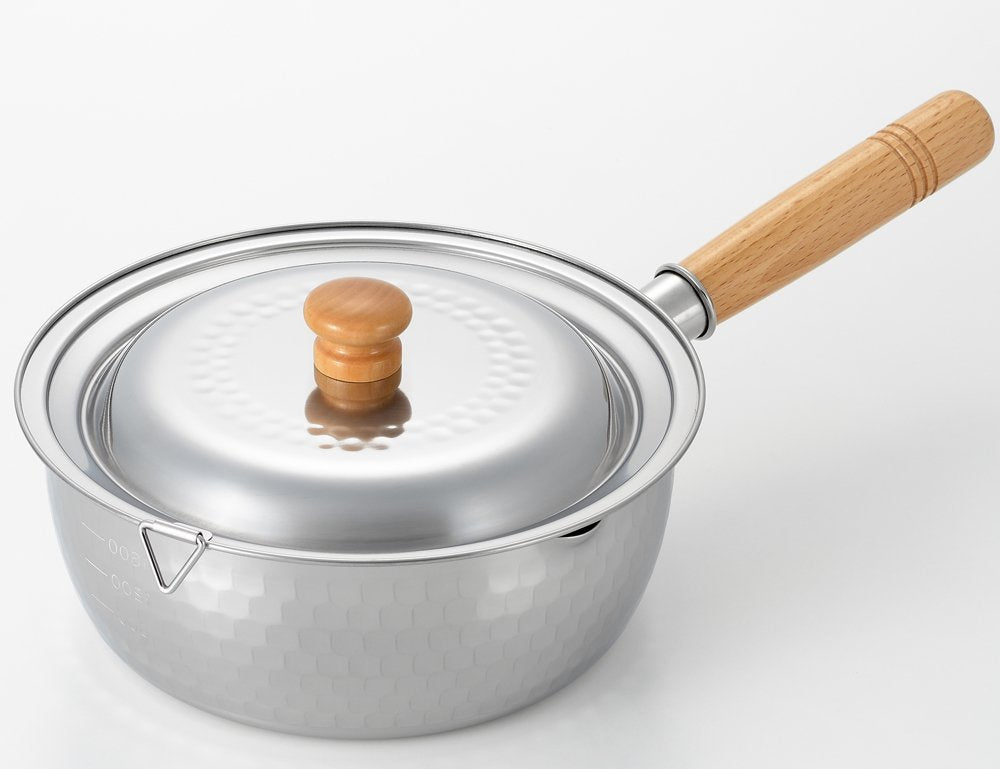 Yoshikawa Yh9498 Stainless Steel Snow Flat Pot With Dual Lid 7.1/7.9 Inches (18/20 Cm)
