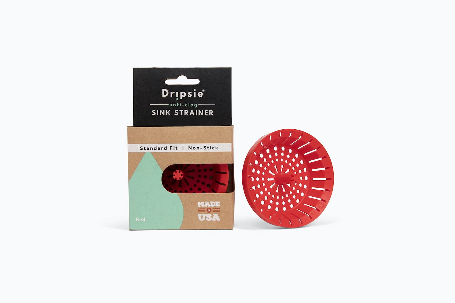 Kitchen Sink Strainer 3.25 - Dripsie Anti-Clog Food Catcher, Flexible Drain Basket, Dishwasher Safe, Standard Fit, Made in USA (