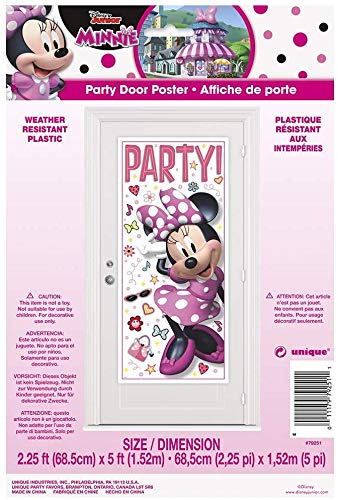 Amscan Unique 79251 Disney Iconic Minnie Mouse Door Party Poster, 27' X 60' 1Ct, Multicolor,Bedroom