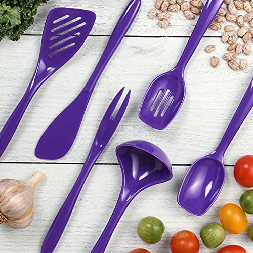 Hutzler Set Of 6 Mini Melamine Utensil Set, Small - 7.5'' Length, Purple