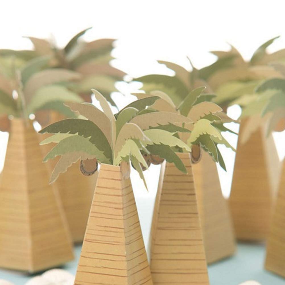 Funzzy 24 Pcs Coconut Palm Tree Candy Box Summer Theme Party Supplies Hawaii Candy Box Candy Wrapper - 3.5X3.5X10Cm