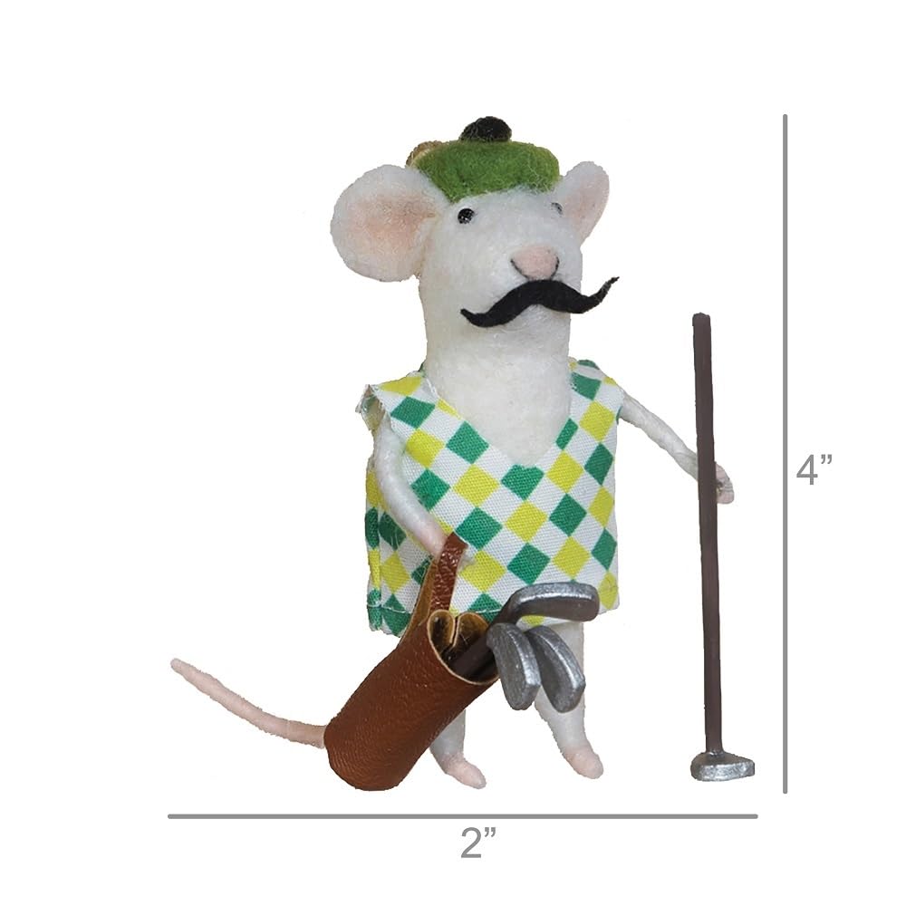 HomArt Felt Golfer Mouse Ornament