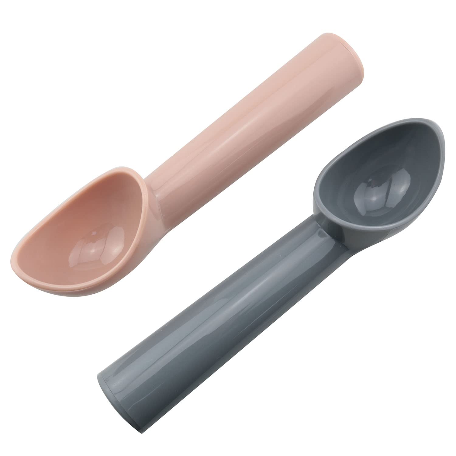 Jcbiz 4Pcs Plastic Ice Cream Scoop Fruit Spoons Melon Baller Watermelon Scooper Kitchen Accessories 4 Colors (Gray, Rose Pink, B
