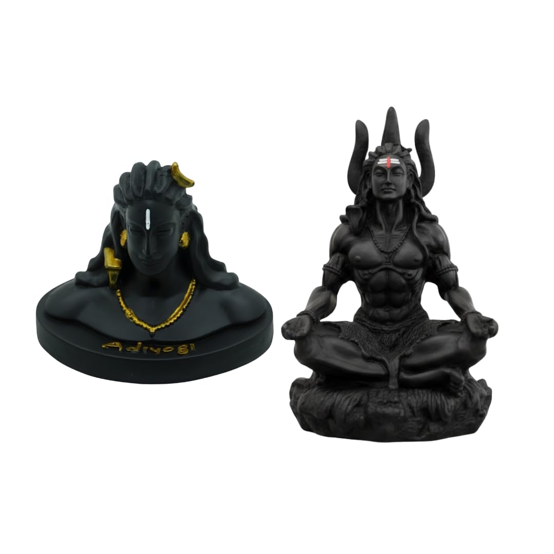 Vama Shiv Ji Car Dashboard Combo  Siddh Adiyogi Shiva & Siddh Meditating Shiv Ji | Shiva Idol For Car Dashboard | Mahakal Murti