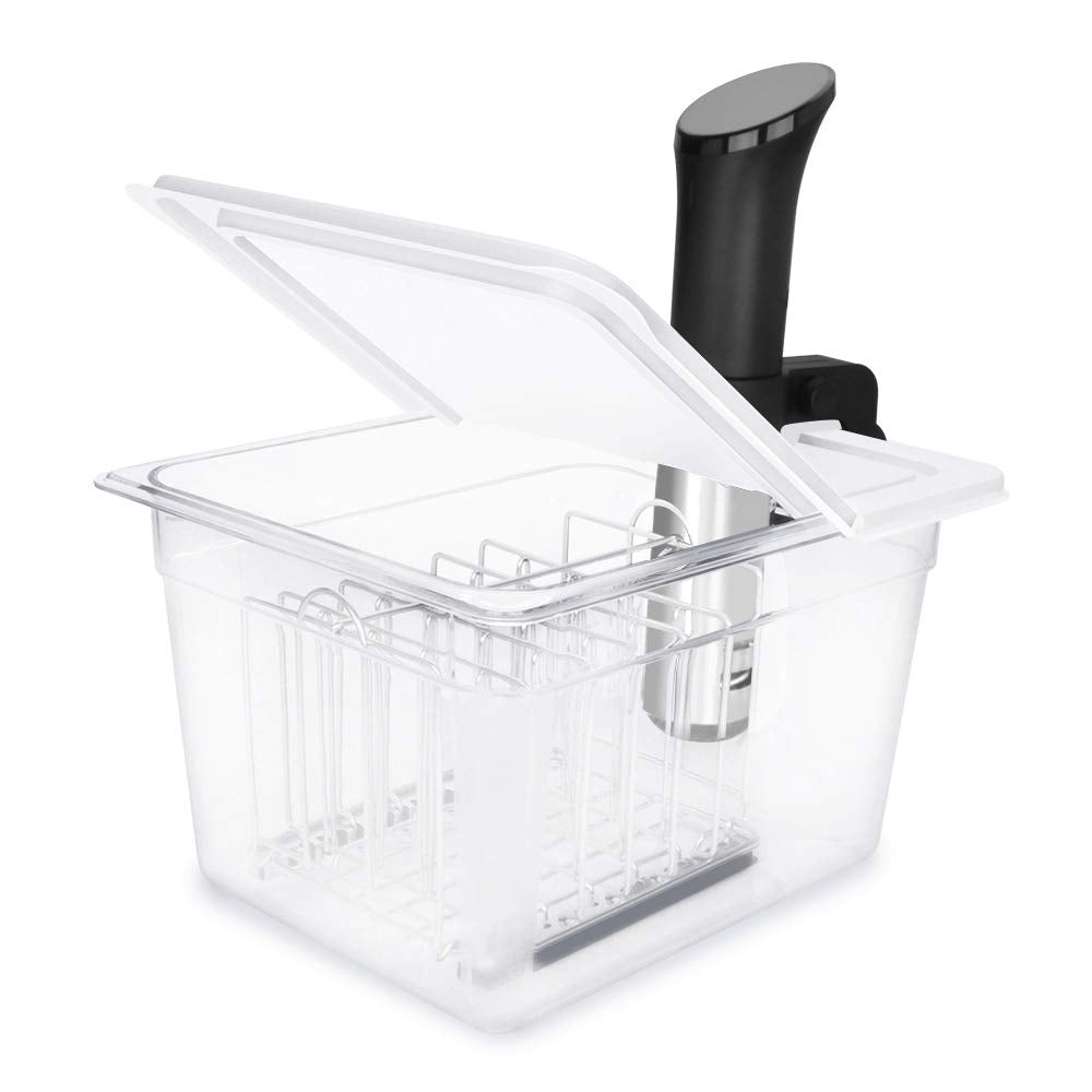 Everie Sous Vide Container 12 Qt With Collapsible Hinged Lid And Rack, Compatible With Anova Nano And An500-Us00 And Instant Pot