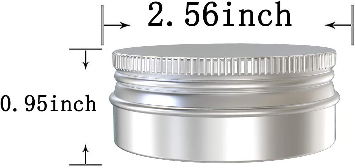 Goiio 20 Pcs 2 Ounce Aluminum Tin Jar, 60 Ml Refillable Tin Container, With Screw Lid, For Storing Spices, Candies, Candles, Sil