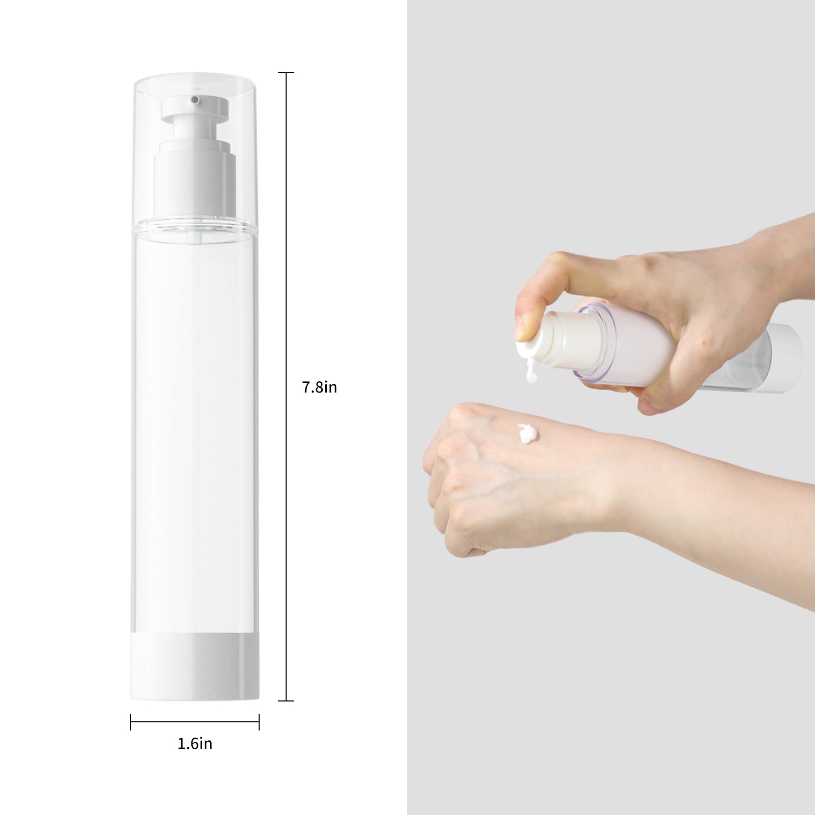 Longway 4 Oz 120Ml Clear Airless Cosmetic Cream Pump Bottle Travel Size Dispenser Refillable Containers/Foundation Travel Pump B