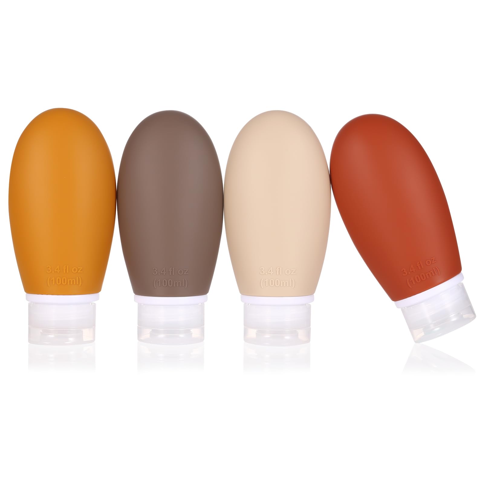 Silicone Travel Bottles,4 Pack 3.4Oz Leak Proof Liquid Squeezable Refillable Portable Travel Accessories/Cosmetic Containers,Bpa