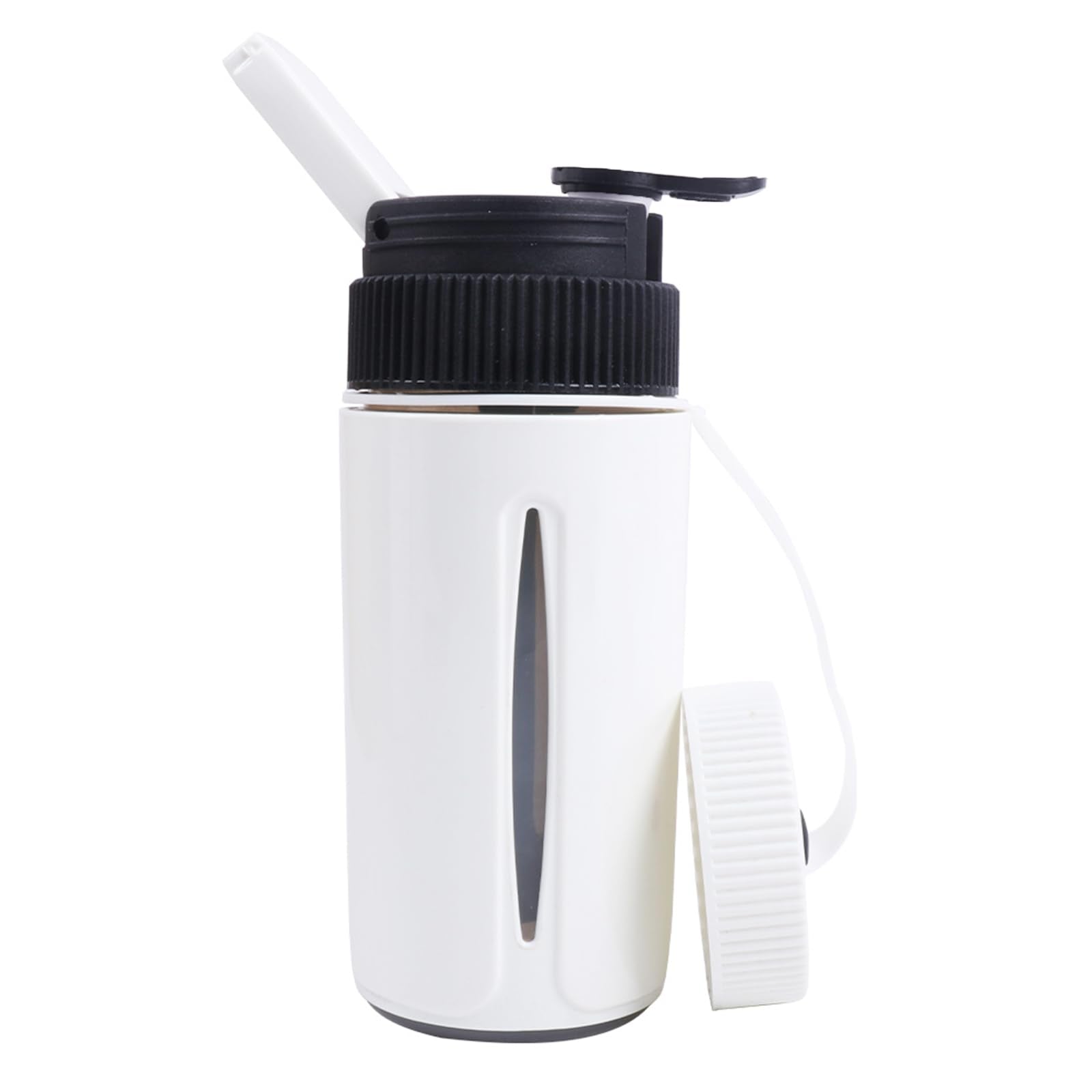 YIGOGOYI Portable Water Bottle with Ceramic Bowl and HighTemperature Resistance, Innovative Filter Design, Party Travel (White)