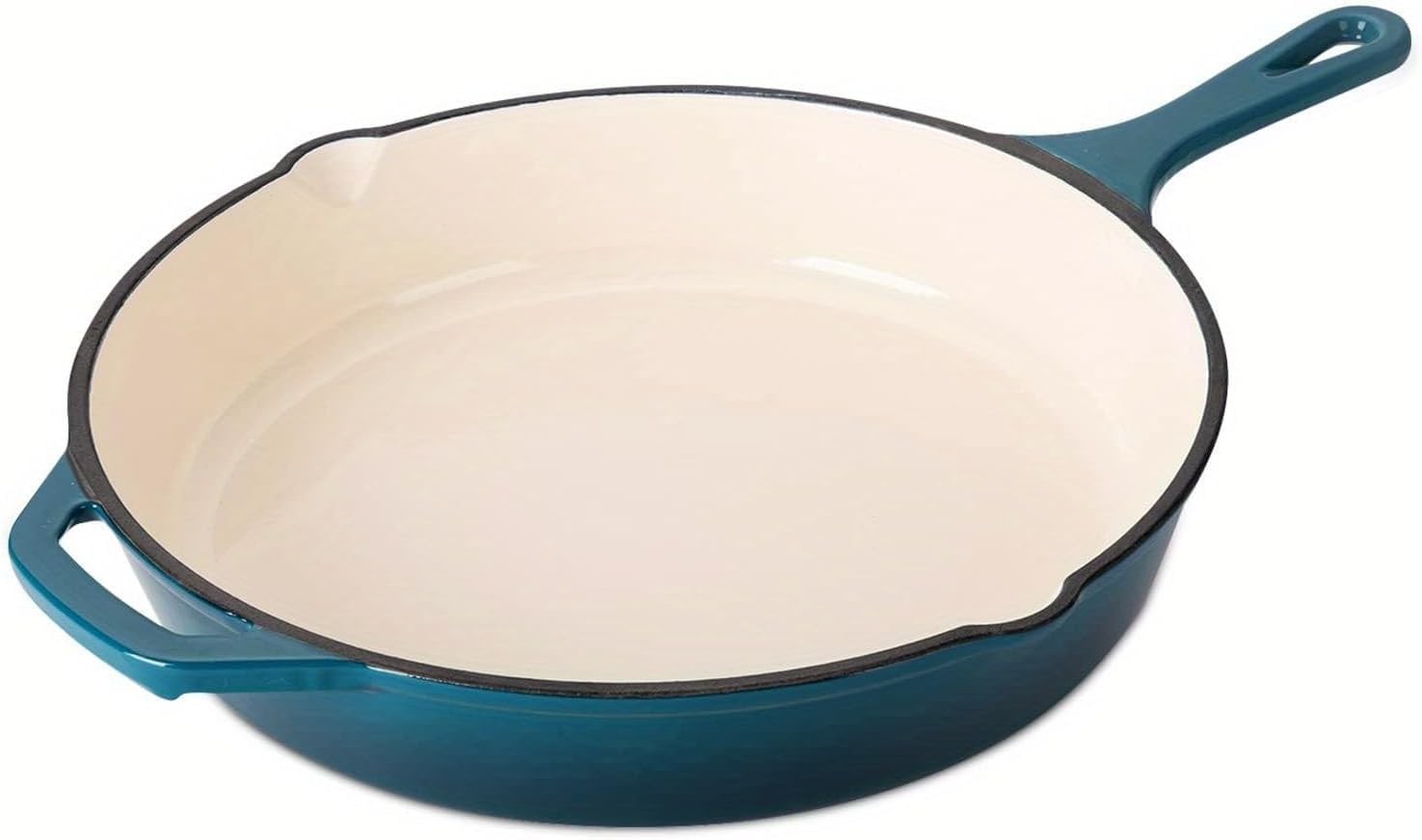 Puresaoon Enameled Cast Iron Skillet, Fry Pan with Handles, OvenSafe & Stovetop Safe (Peacock Blue, 10 inch)