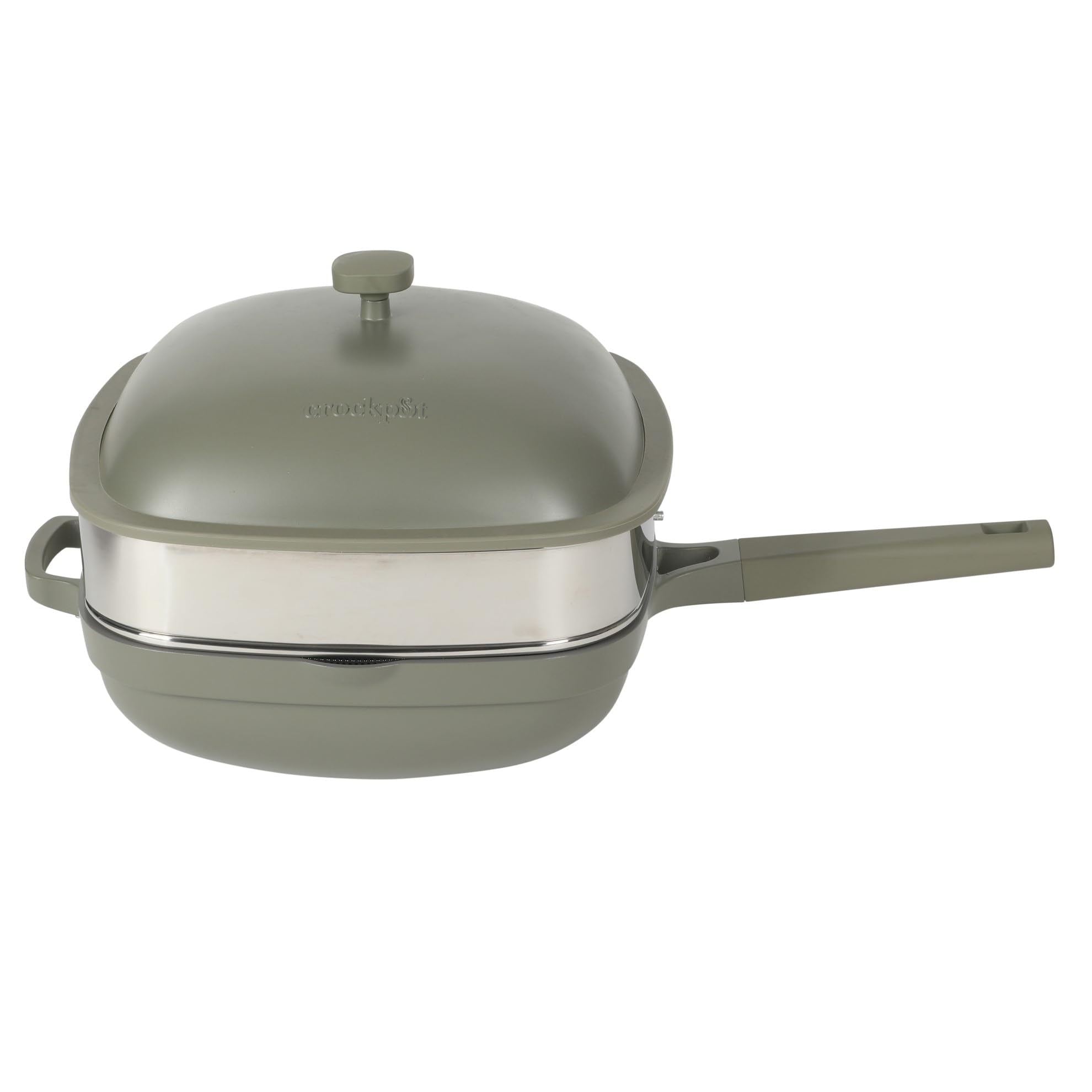 Crock Pot Northvale 5.3 Quart Ceramic Nonstick Saut Pan With Steamer Basket & Lid, Cast Aluminum Pan With Induction Base And Sof