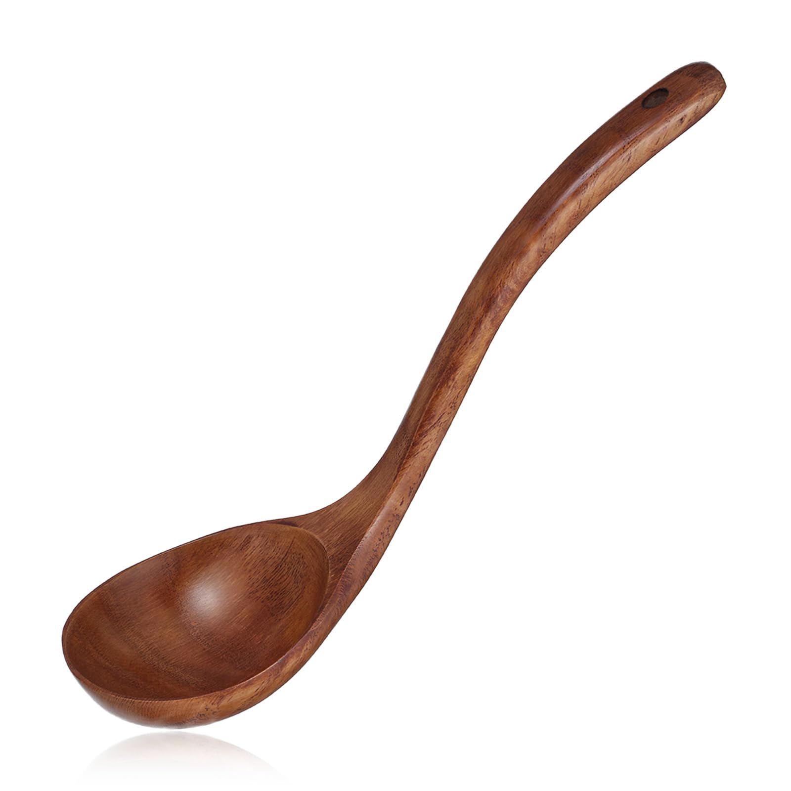 DOPENSPI Wooden Soup Ladle, 10.2 Inch Long Handle Soup Ladle Wooden Soups Spoon Kitchen Utensil for Kitchen Cooking Serving Soup