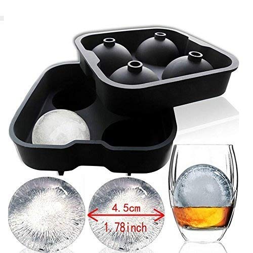 4 Cavity Silicone Sphere Ice Mold Black Silicone Ice Ball Maker