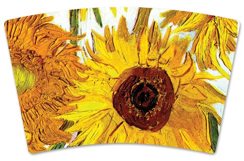 Mugzie Van Gogh Sunflowers Travel Mug With Insulated Wetsuit Cover, 16 Oz, Black