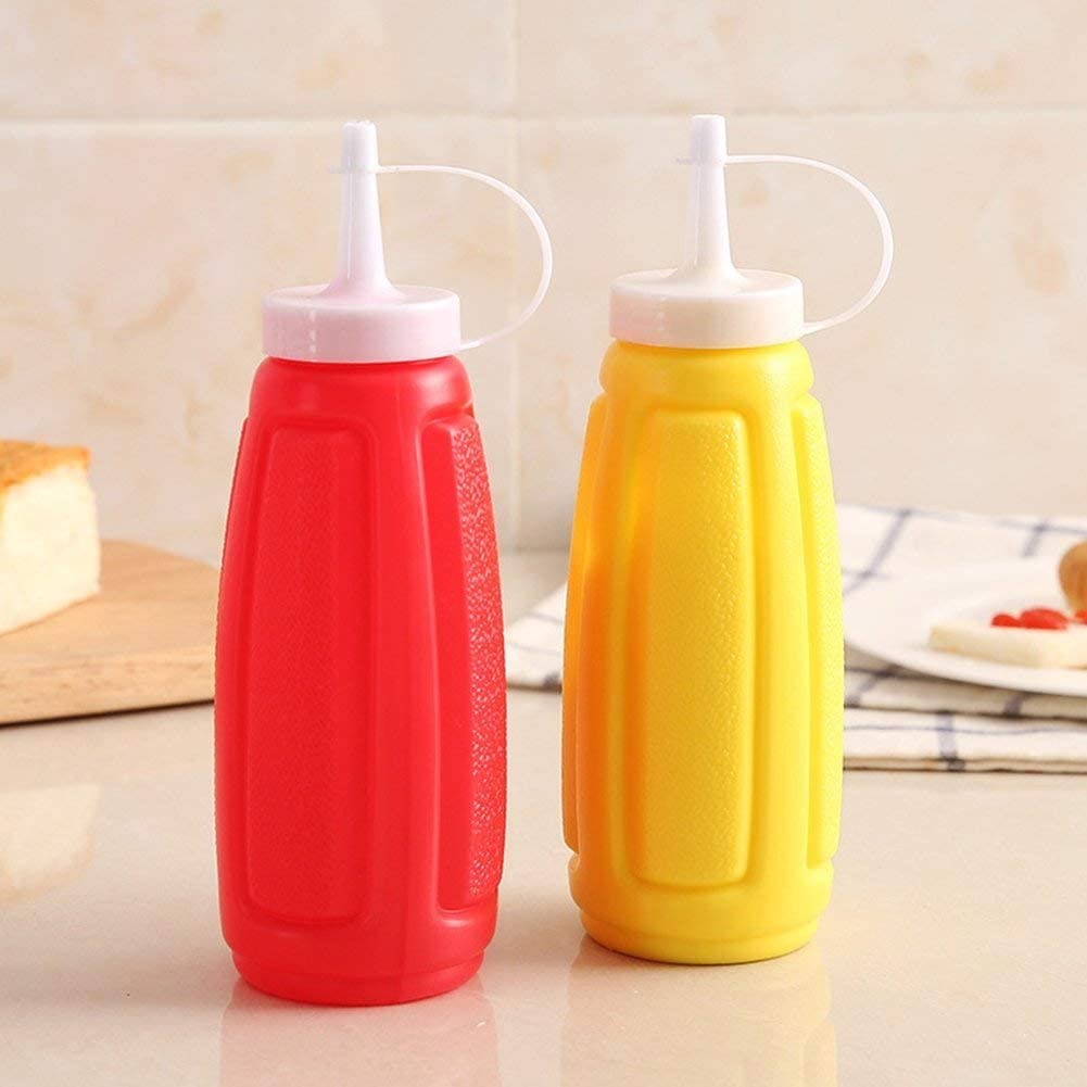 Dependable Industries Inc. Essentials Set Of 2 Condiment Set Mustard And Ketchup Squeeze Bottles 12 Ounce