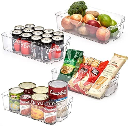 Alphit Non Slip Acrylic Storage Bins , Refrigerator Organizer Bins, Kitchen Cabinet Organization Countertop Bpa Free Fridge Orga