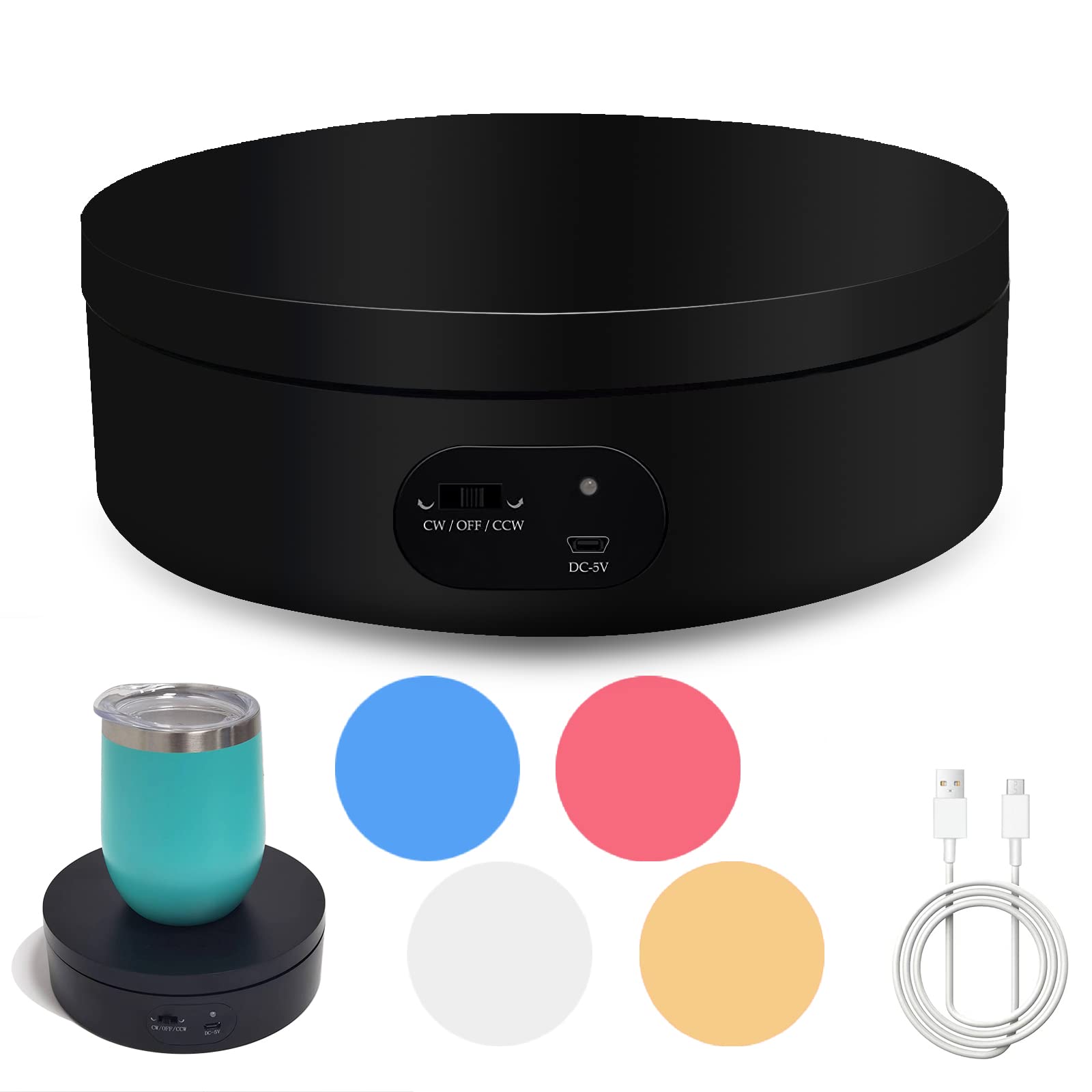 Motorized Rotating Display Stand, Cup Display Turner Stand, Electric Rotating Base For Glitter Tumblers, 360 Automatic Mute Rota