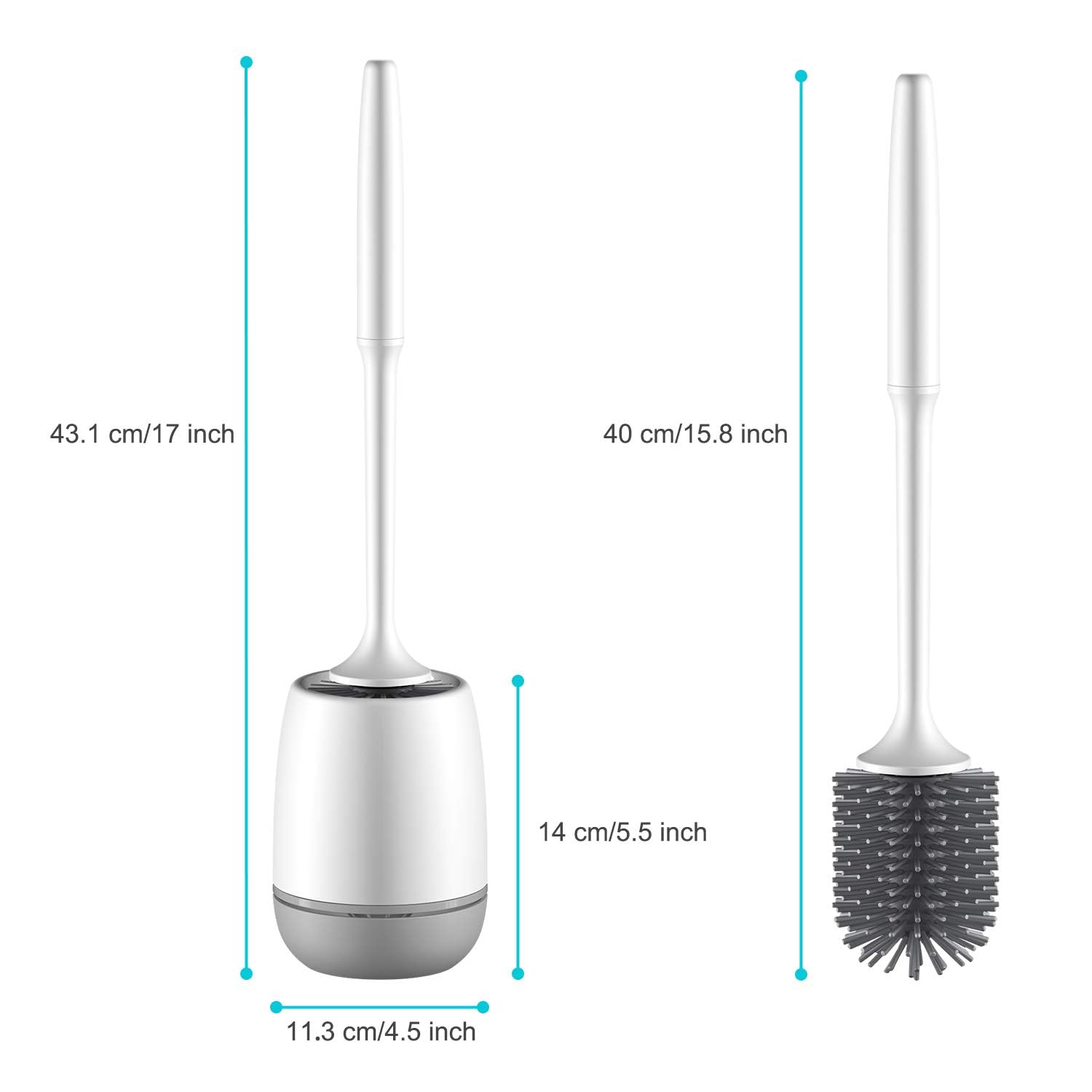 Hetlesh Toilet Brush And Holder Set For Bathroom, Flexible Toilet Cleaning Bowl Brush Head With Silicone Bristles, Compact Size