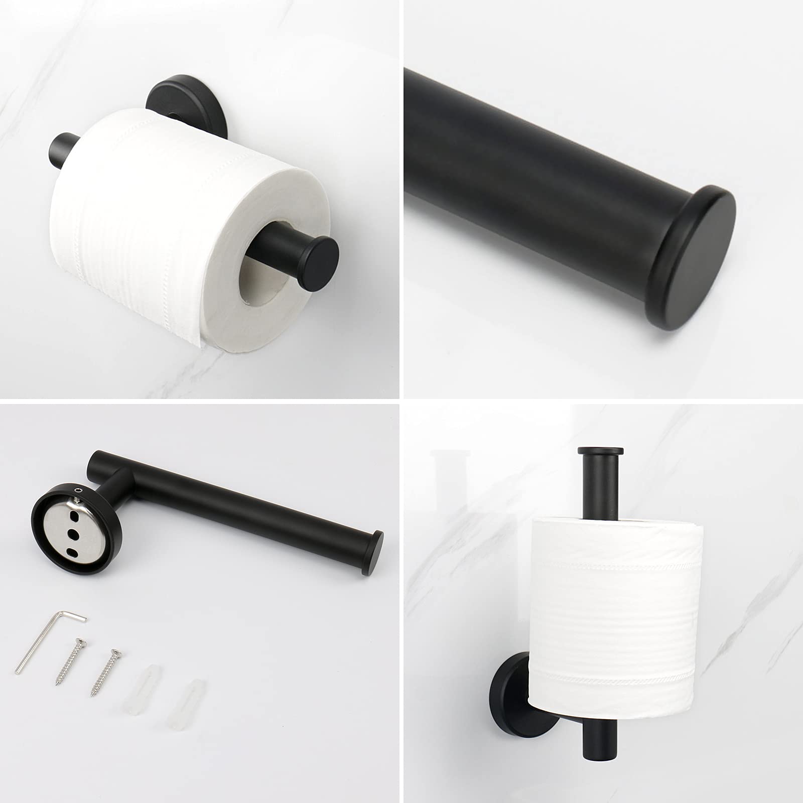Nearmoon 4 Pieces Bathroom Hardware Set, Include Hand Towel Ring, Toilet Paper Holder And 2 Robe Towel Hooks, Stainless Steel Ba