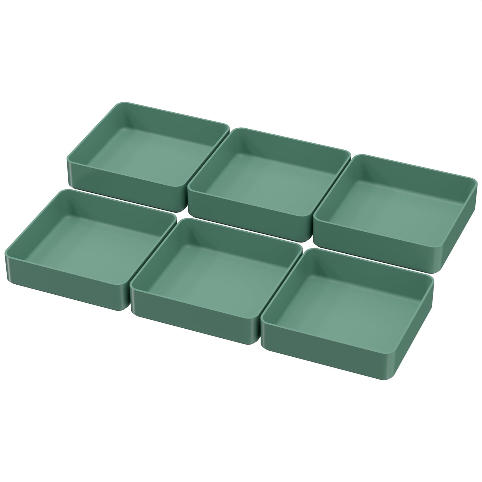 6 Pcs Stackable Drawer Organizer Set, 6.6 X 6.6 Square Plastic Vanity Drawer Organizers and Storage Bins,Desk Drawer Organizer T